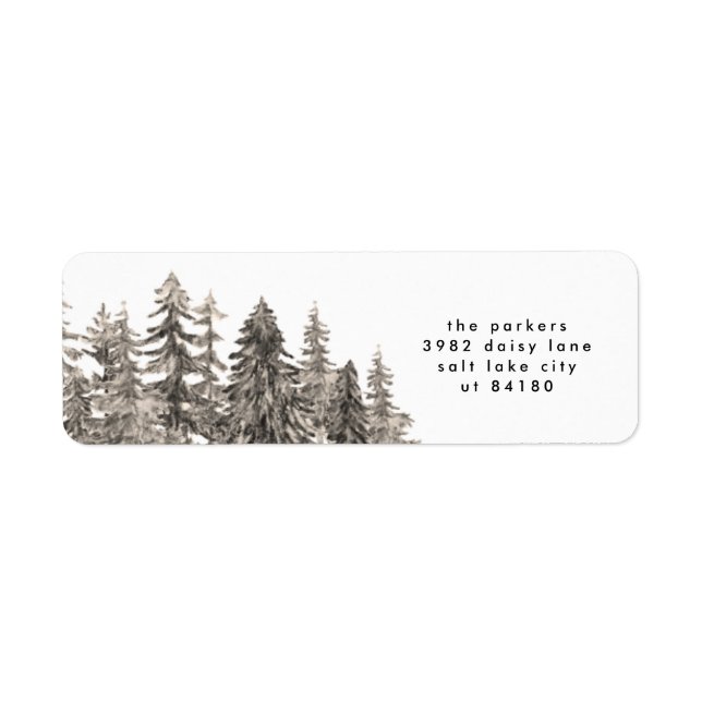 Return Address Label Winter Christmas Trees (Front)