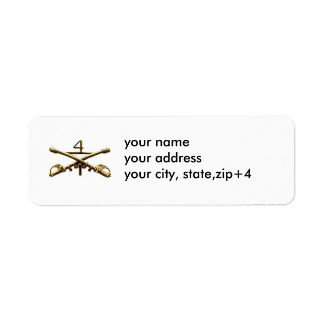 Return address label with 1/4 Cavalry insignia (Front)