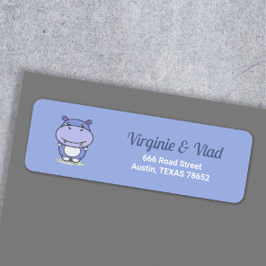 Return address label with a Cute Hippo