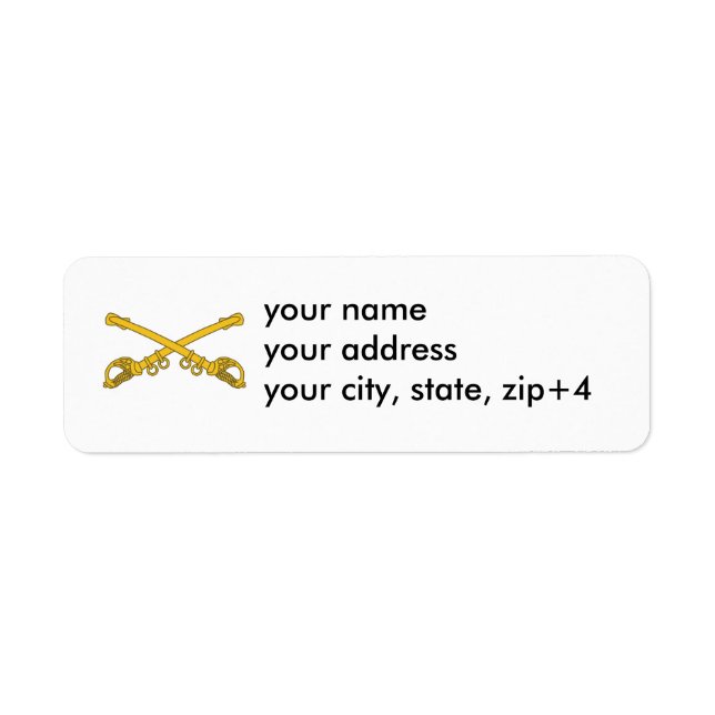 Return address label with cavalry insignia.. (Front)