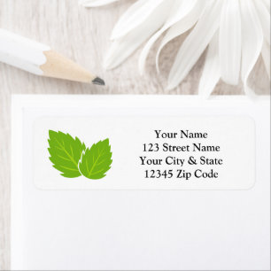 Return address label with green mint leaf clip art