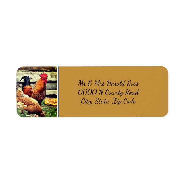 Return Address Label with Rooster Design (Front)