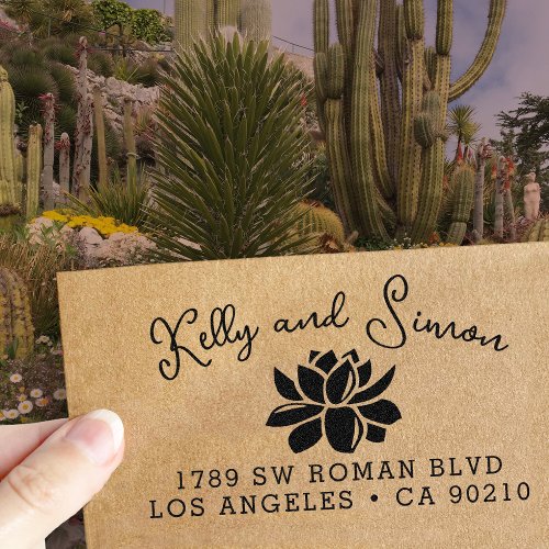 Return Address Label With Succulent Business  Self_inking Stamp