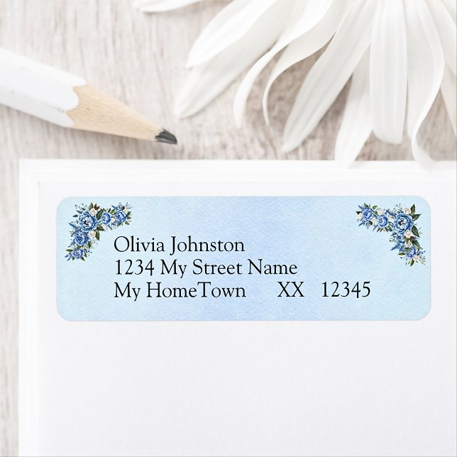 Return Address Labels,  Blue Peony Wedding Label (Creator Uploaded)