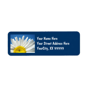 Return Address Labels Blue Sky White Daisy Floral