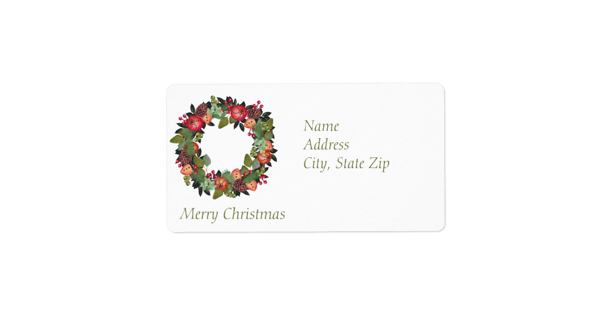 Return Address Labels - Christmas wreath | Zazzle