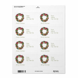 Return Address Labels Christmas wreath Zazzle