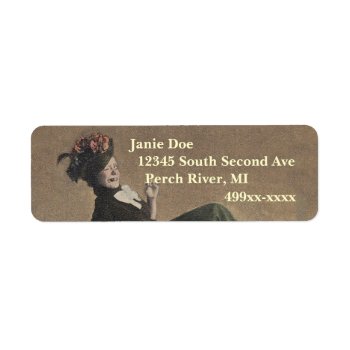 Return Address Labels Cute Funny Lady Vintage Wink by layooper at Zazzle