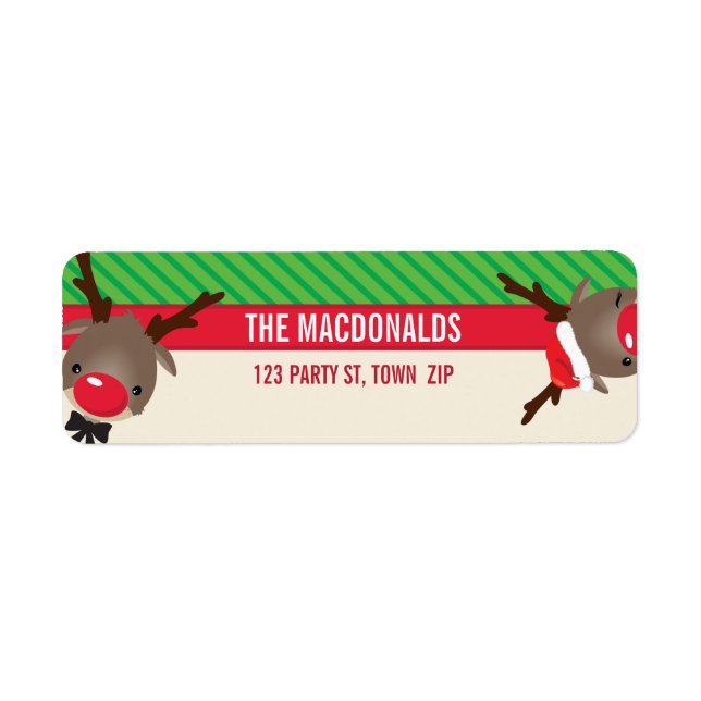 RETURN ADDRESS LABELS :: cute reindeer (Front)