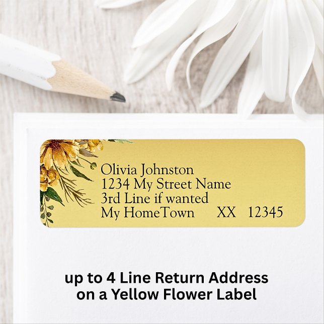Return Address Labels,  Golden Yellow Flowers Label (Creator Uploaded)