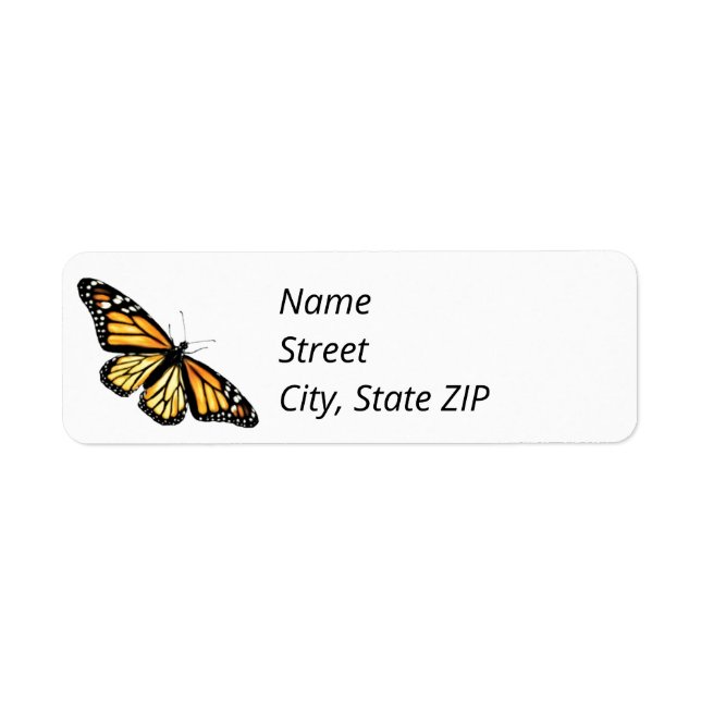 Return Address Labels Monarch Butterfly (female). (Front)