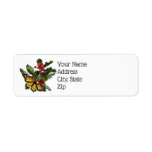 Return Address Labels - Monarch Butterfly & Holly