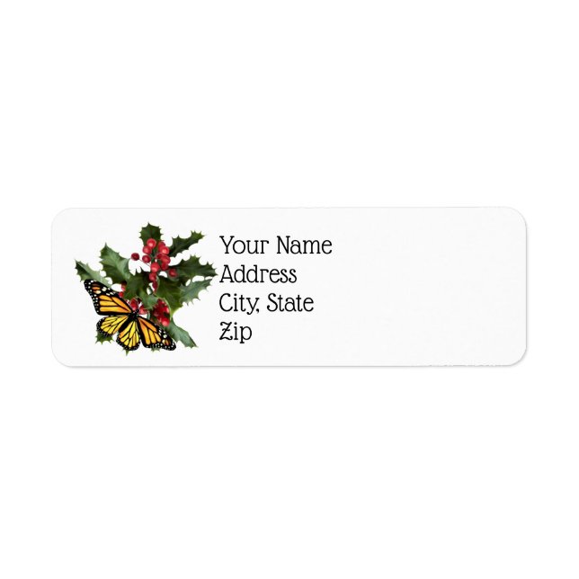 Return Address Labels - Monarch Butterfly & Holly (Front)