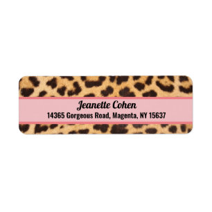 Return Address Labels Pink Leopard Print