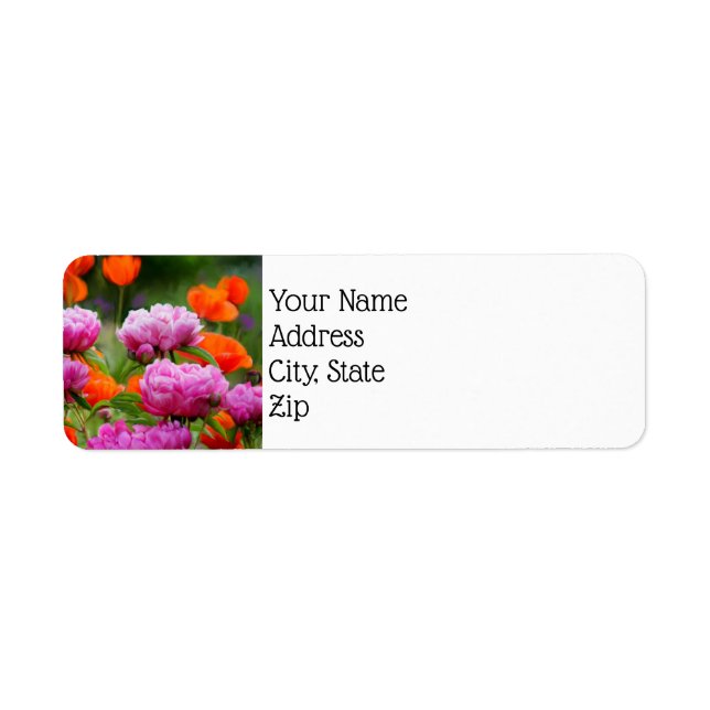 Return Address Labels - Pink Peonies & Poppies (Front)