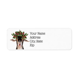 Return Address Labels - Posey the Goat & Holly