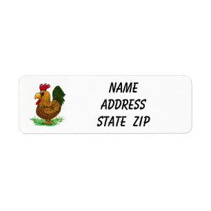 Return address labels stickers Rooster, chicken,