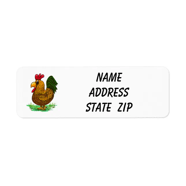 Return address labels stickers Rooster, chicken, | Zazzle