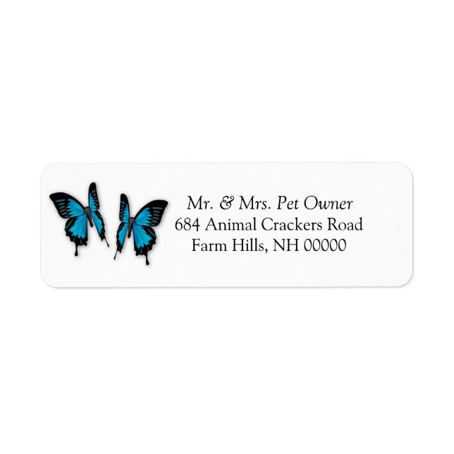 Return Address Labels Stickers Two Butterflies (Front)