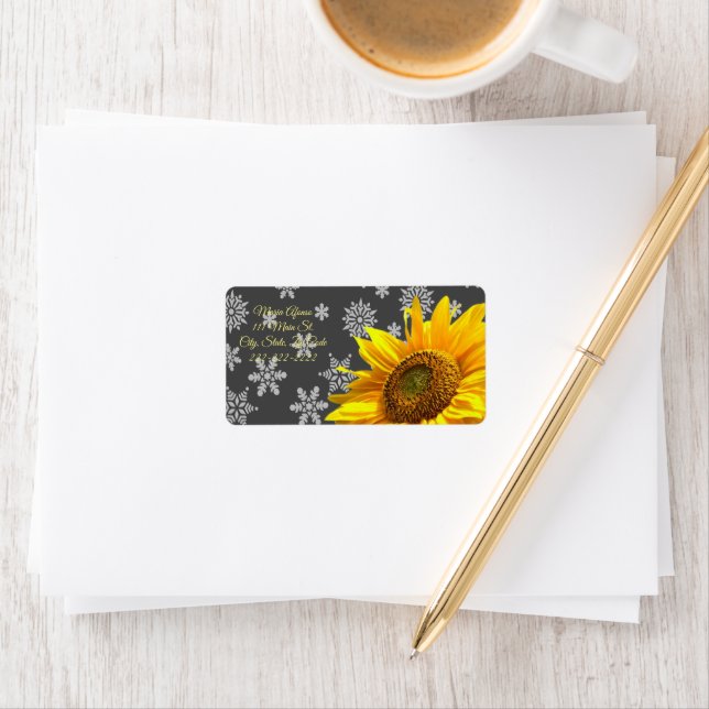 Return Address Labels Sunflower Snowflakes (Insitu)