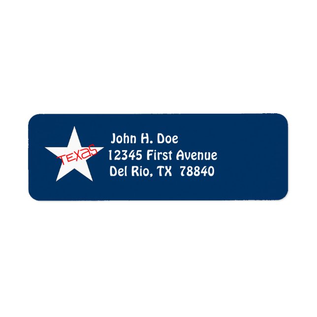 Return Address Labels Texas Lone Star Flag State (Front)