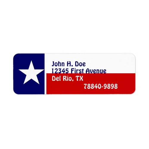 Return Address Labels Texas Lone Star Flag State