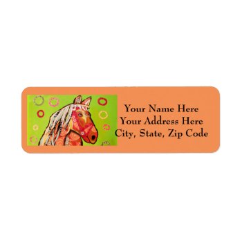 Return Address Labels With Bright Horse by AnimalParty at Zazzle