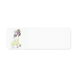 Return address labels with girl in yellow dress