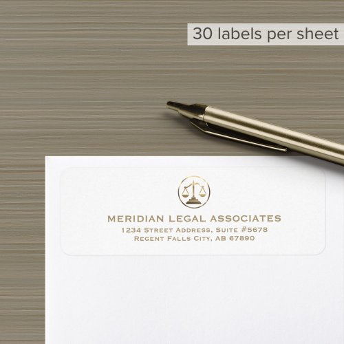  Return Address Labels with Gold Justice Scales