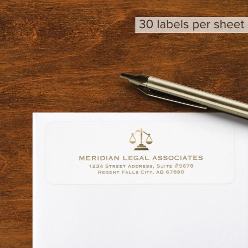  Return Address Labels with Gold Justice Scales