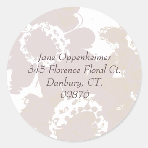 Return Address Lavender Color Floral  Classic Round Sticker
