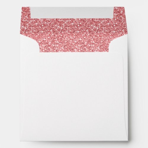 Return Address Light Pink Glam Glitter Square Envelope