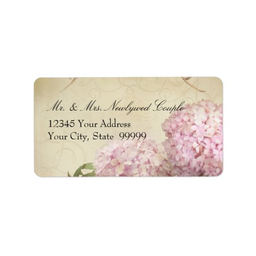 Return Address Matching Pink Hydrangea Wedding Label