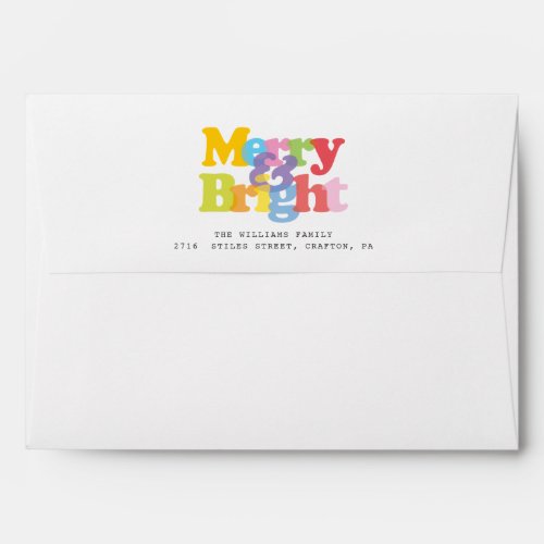 Return Address Merry And Bright Typographic Envelope