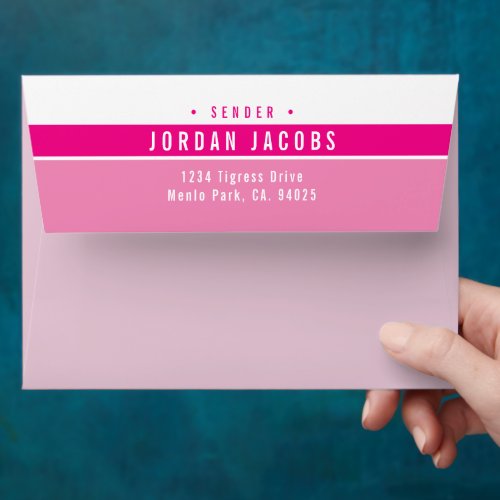RETURN ADDRESS modern bold block pink Envelope