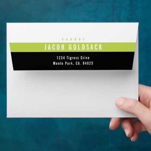 RETURN ADDRESS modern bold boy black lime green
