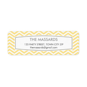 RETURN ADDRESS modern chevron pattern lemon yellow Label