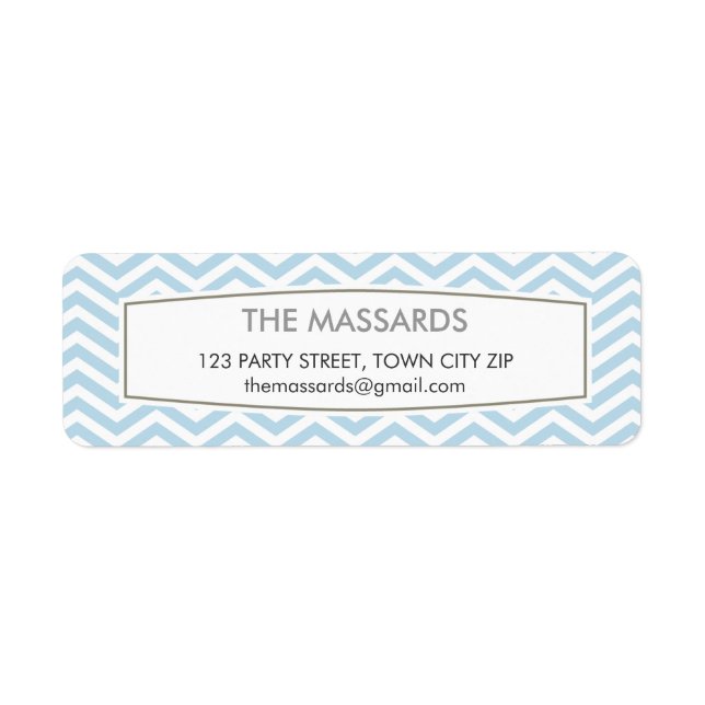 RETURN ADDRESS modern chevron pattern pastel blue Label (Front)