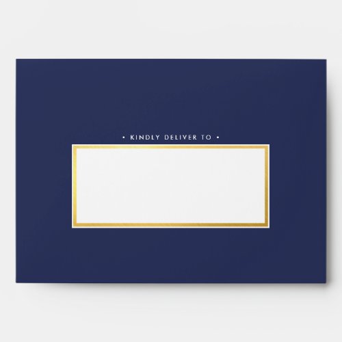 RETURN ADDRESS modern dark navy blue gold marble Envelope