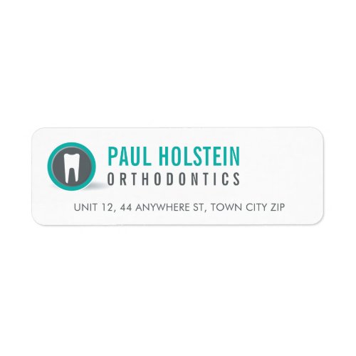 RETURN ADDRESS modern dentist tooth logo jade Label