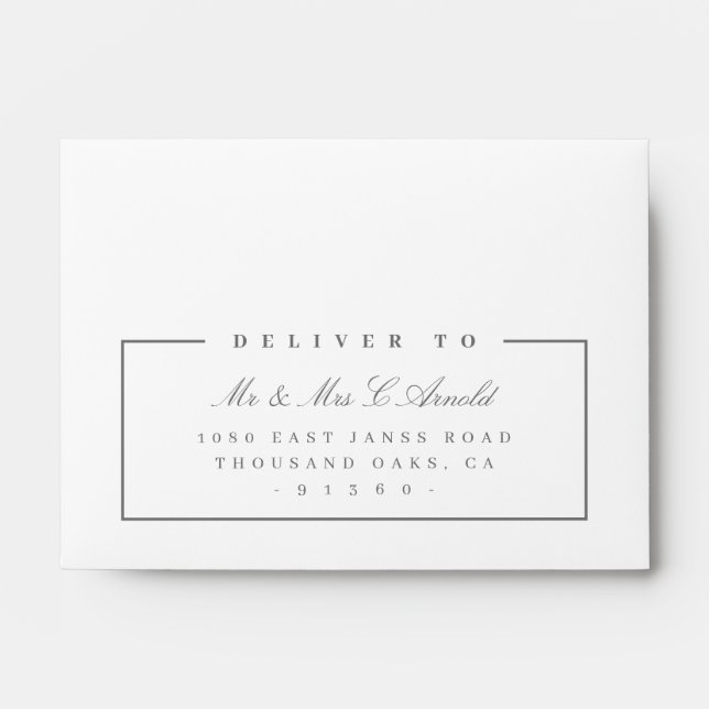RETURN ADDRESS modern elegant gray rsvp Envelope (Front)