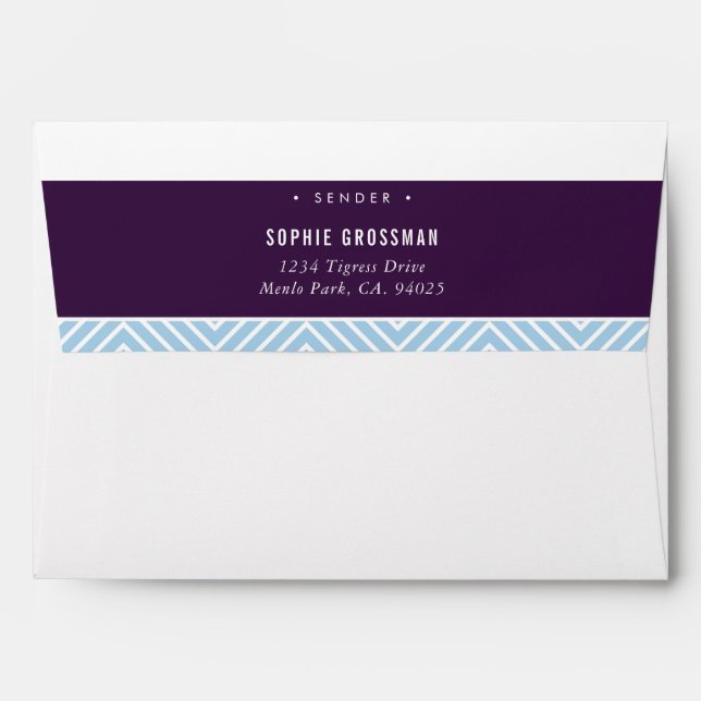 RETURN ADDRESS modern geometric aubergine blue Envelope (Back (Top Flap))