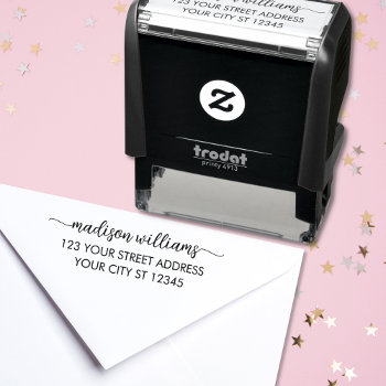 Return Address Modern Handwritten Name Script Self-inking Stamp by thesmallbusinessshop at Zazzle