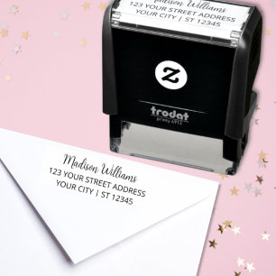 Return Address Modern Handwritten Script Name Self-inking Stamp