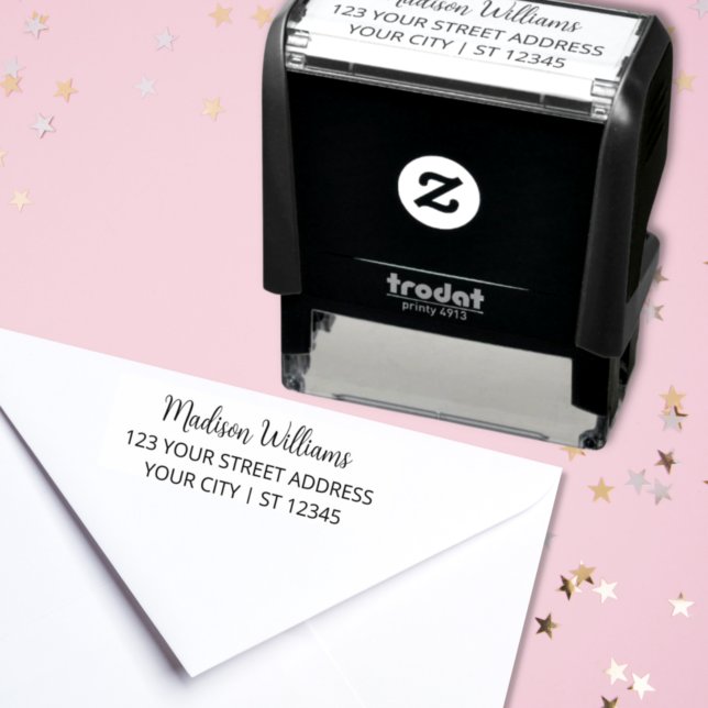 Return Address | Modern Handwritten Script Name Self-inking Stamp (Creator Uploaded)