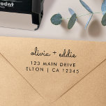 Return Address | Modern Informal Couple Wedding Self-inking Stamp<br><div class="desc">Simple return couple address stamp in a modern minimalist design style with an elegant natural script typography in classic black and white,  with an informal handwriting style font. The text can easily be personalized for a super unique stamp for your wedding or any occasion!</div>