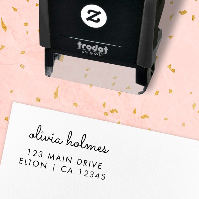 Return Address | Modern Informal Script Name Self-inking Stamp (Creator Uploaded)