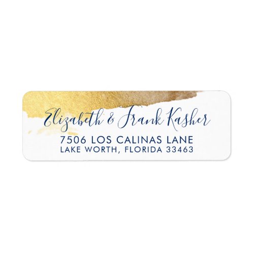 RETURN ADDRESS modern luxe gilded gold navy blue Label