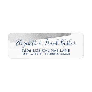 RETURN ADDRESS modern luxe gilded silver navy blue Label