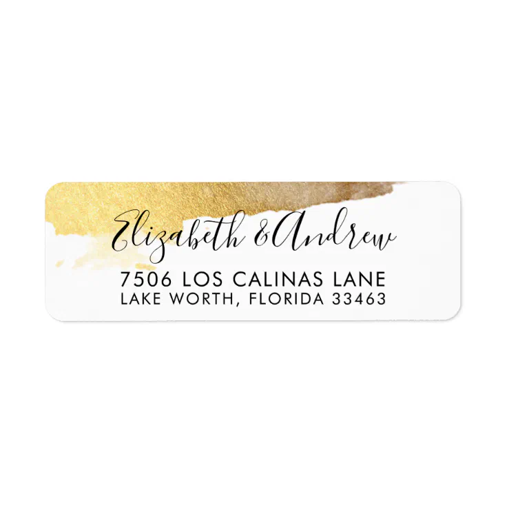 RETURN ADDRESS modern luxe glam gilded gold black Label Zazzle